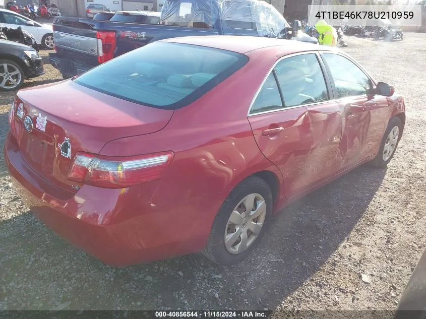 2008 Toyota Camry Le VIN: 4T1BE46K78U210959 Lot: 40856544