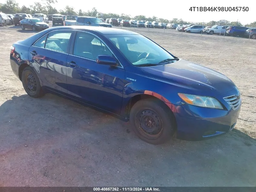 2008 Toyota Camry Hybrid VIN: 4T1BB46K98U045750 Lot: 40857262