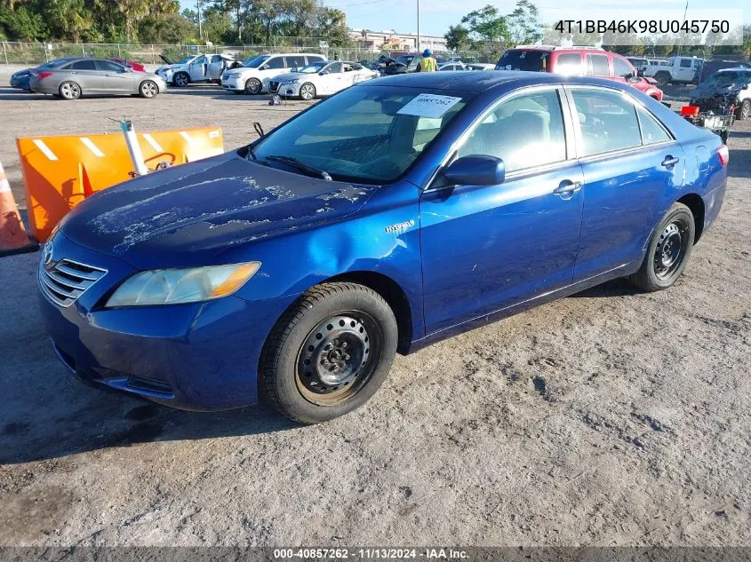 2008 Toyota Camry Hybrid VIN: 4T1BB46K98U045750 Lot: 40857262