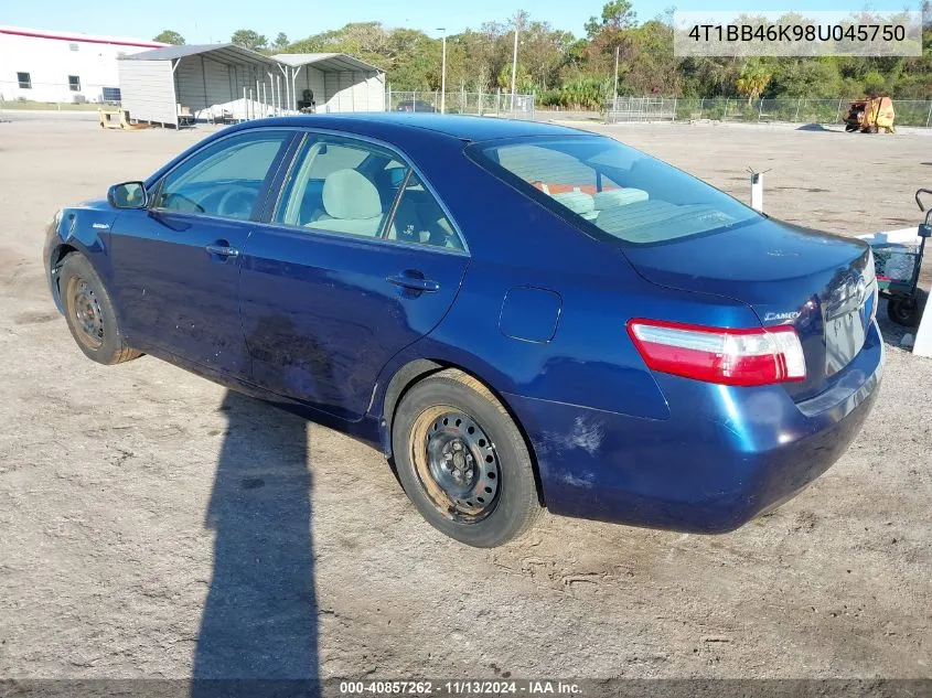 2008 Toyota Camry Hybrid VIN: 4T1BB46K98U045750 Lot: 40857262