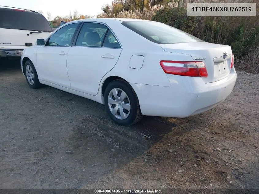 2008 Toyota Camry Le VIN: 4T1BE46KX8U762519 Lot: 40867405