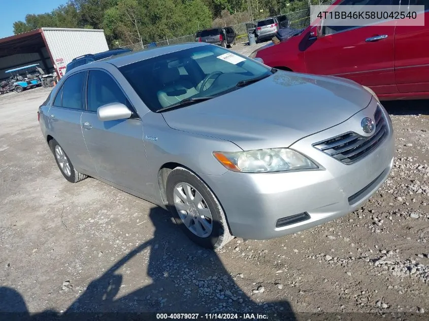 2008 Toyota Camry Hybrid VIN: 4T1BB46K58U042540 Lot: 40879027