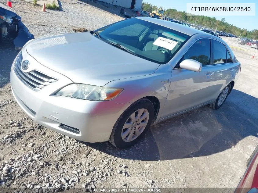 2008 Toyota Camry Hybrid VIN: 4T1BB46K58U042540 Lot: 40879027