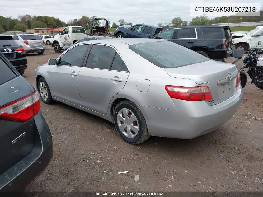 2008 Toyota Camry Le VIN: 4T1BE46K58U207218 Lot: 40891513