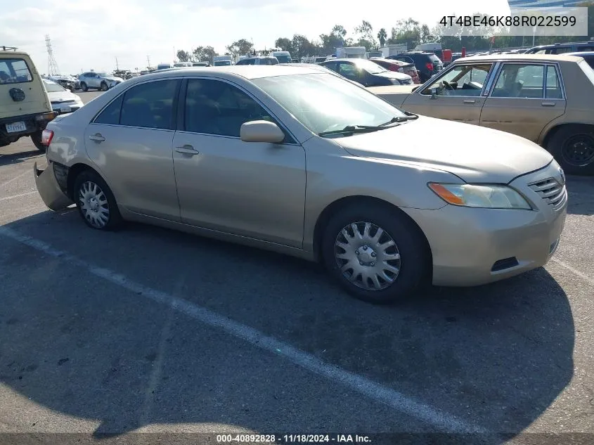 2008 Toyota Camry Le VIN: 4T4BE46K88R022599 Lot: 40892828