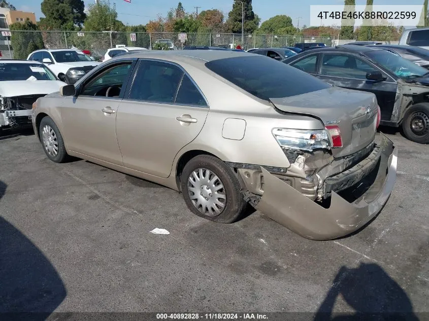 2008 Toyota Camry Le VIN: 4T4BE46K88R022599 Lot: 40892828