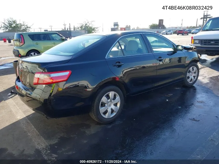 2008 Toyota Camry Le VIN: 4T4BE46K08R032429 Lot: 40926172