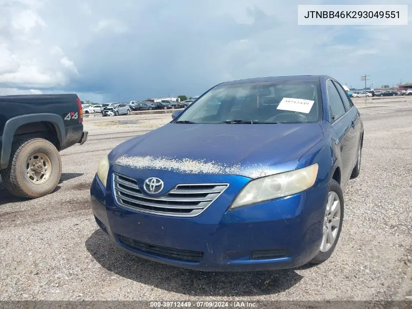 2009 Toyota Camry Hybrid VIN: JTNBB46K293049551 Lot: 39712449