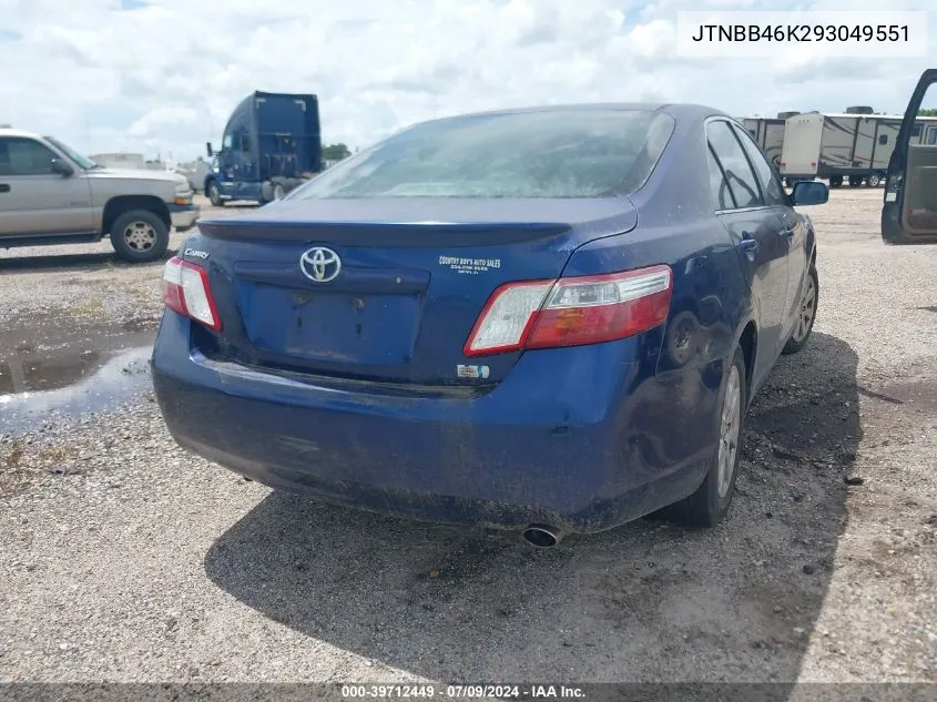 2009 Toyota Camry Hybrid VIN: JTNBB46K293049551 Lot: 39712449