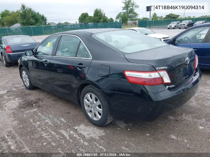 2009 Toyota Camry Hybrid VIN: 4T1BB46K19U094314 Lot: 39963155