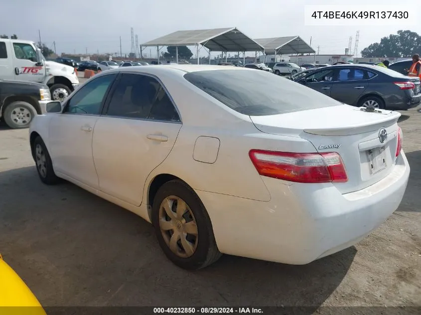 2009 Toyota Camry Le VIN: 4T4BE46K49R137430 Lot: 40232850