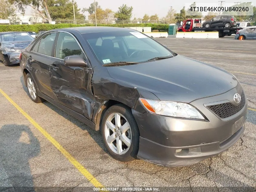 4T1BE46K09U840260 2009 Toyota Camry Se