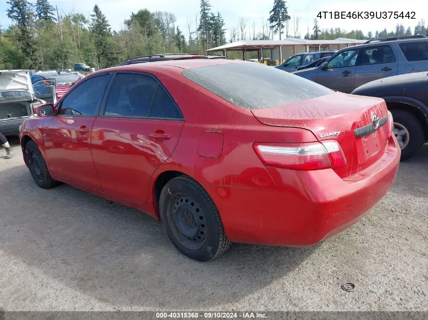 2009 Toyota Camry Le VIN: 4T1BE46K39U375442 Lot: 40315368