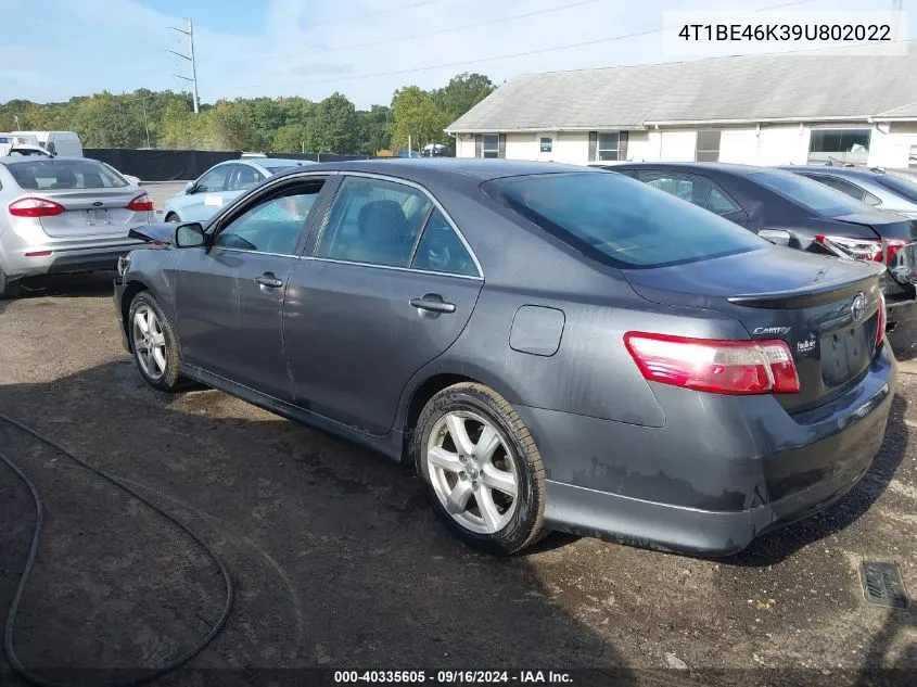 2009 Toyota Camry Se VIN: 4T1BE46K39U802022 Lot: 40335605