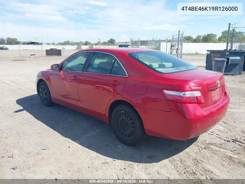 2009 Toyota Camry Le VIN: 4T4BE46K19R126000 Lot: 40342928