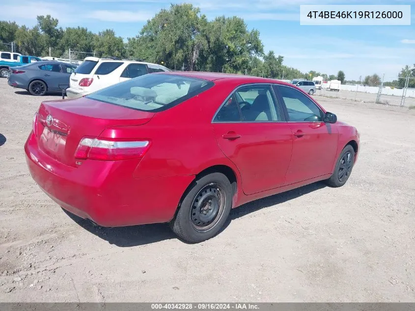 2009 Toyota Camry Le VIN: 4T4BE46K19R126000 Lot: 40342928