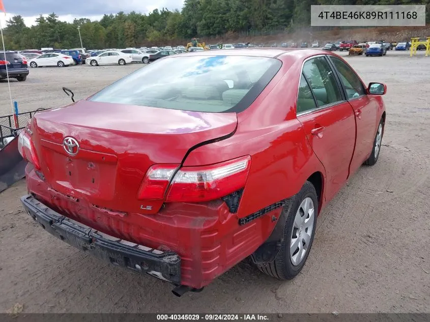 2009 Toyota Camry Le VIN: 4T4BE46K89R111168 Lot: 40345029