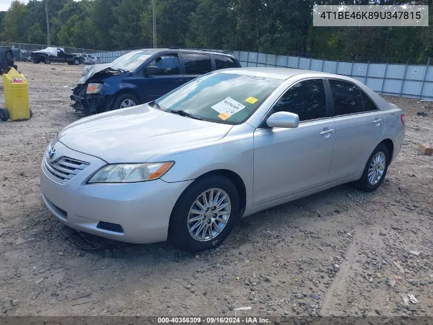 2009 Toyota Camry Le VIN: 4T1BE46K89U347815 Lot: 40356309