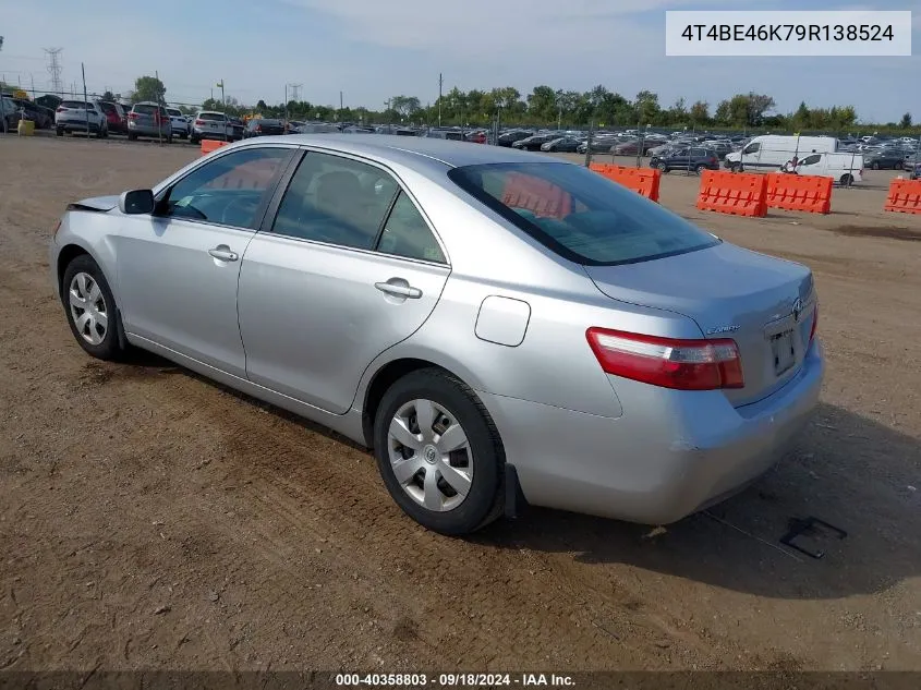 2009 Toyota Camry Le VIN: 4T4BE46K79R138524 Lot: 40358803