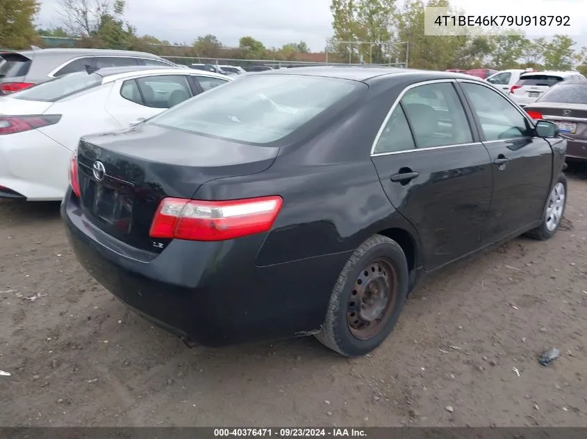 2009 Toyota Camry Le VIN: 4T1BE46K79U918792 Lot: 40376471