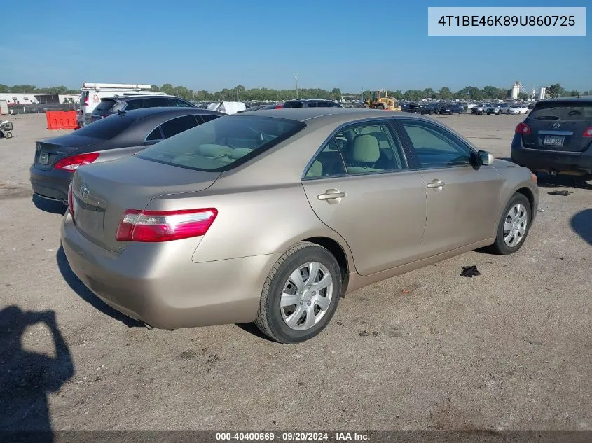 2009 Toyota Camry Le VIN: 4T1BE46K89U860725 Lot: 40400669