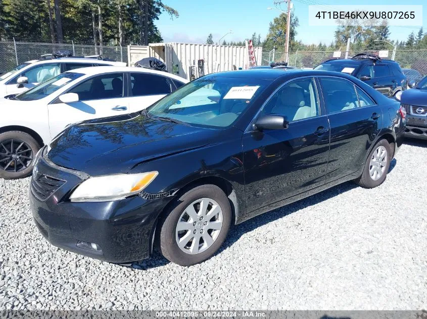 2009 Toyota Camry Xle VIN: 4T1BE46KX9U807265 Lot: 40412095