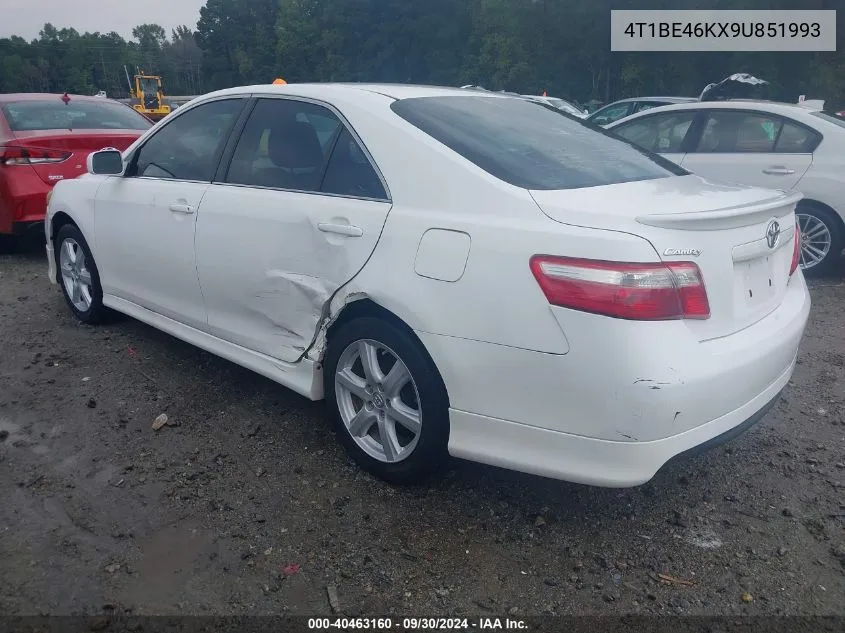 2009 Toyota Camry Se VIN: 4T1BE46KX9U851993 Lot: 40463160