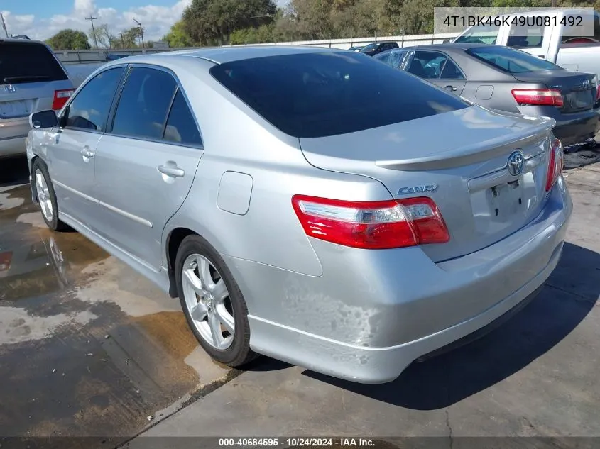 4T1BK46K49U081492 2009 Toyota Camry Se V6