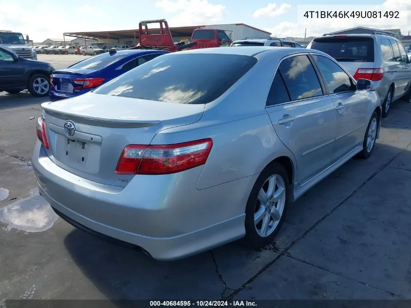 4T1BK46K49U081492 2009 Toyota Camry Se V6