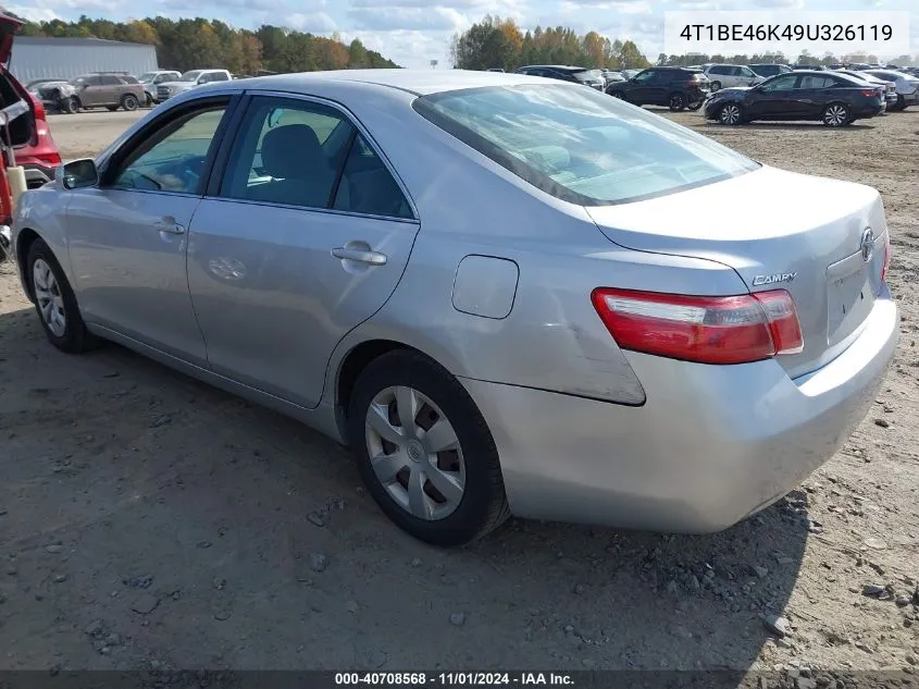 2009 Toyota Camry Le VIN: 4T1BE46K49U326119 Lot: 40708568