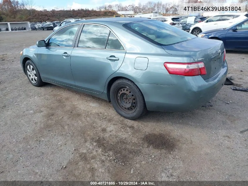 2009 Toyota Camry Le VIN: 4T1BE46K39U851804 Lot: 40721885