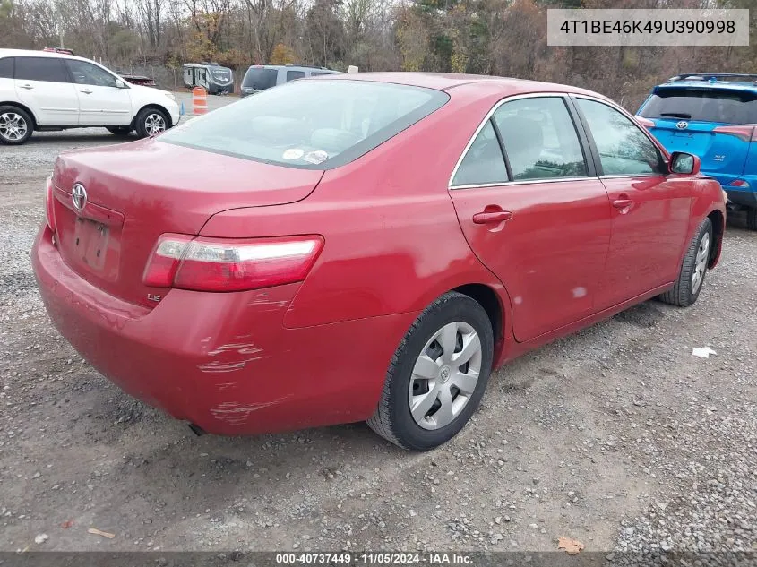 2009 Toyota Camry Le VIN: 4T1BE46K49U390998 Lot: 40737449