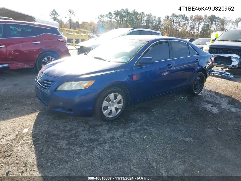 2009 Toyota Camry Le VIN: 4T1BE46K49U320952 Lot: 40810837