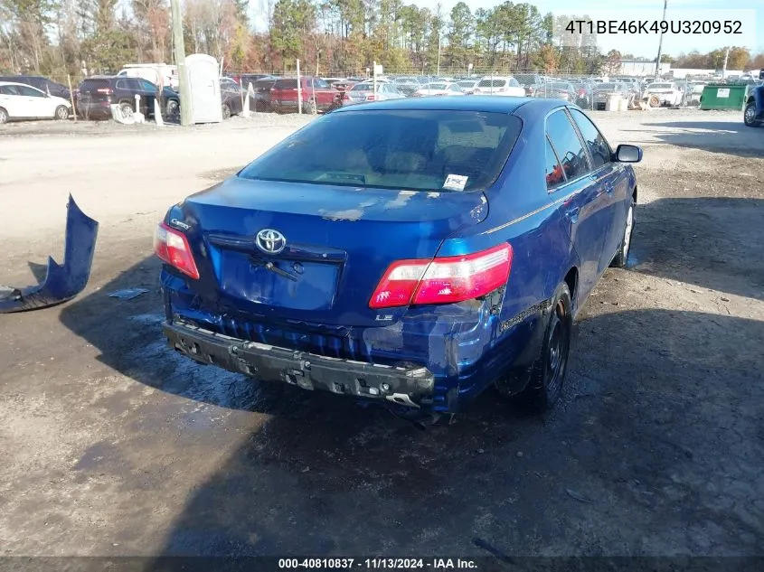 2009 Toyota Camry Le VIN: 4T1BE46K49U320952 Lot: 40810837