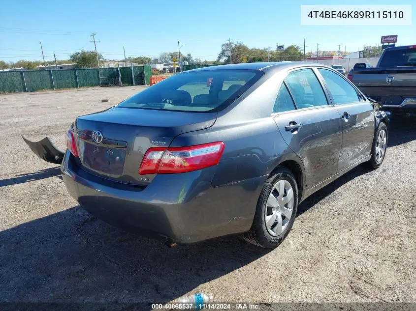 2009 Toyota Camry Le VIN: 4T4BE46K89R115110 Lot: 40865537