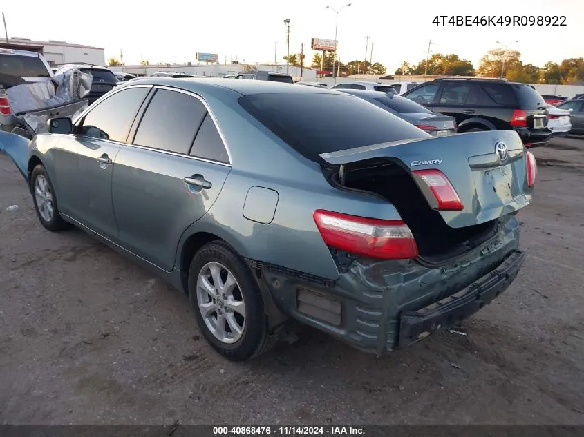 4T4BE46K49R098922 2009 Toyota Camry Le