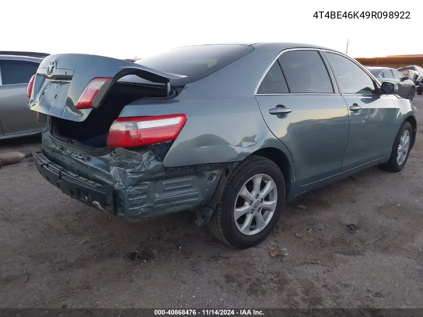 4T4BE46K49R098922 2009 Toyota Camry Le