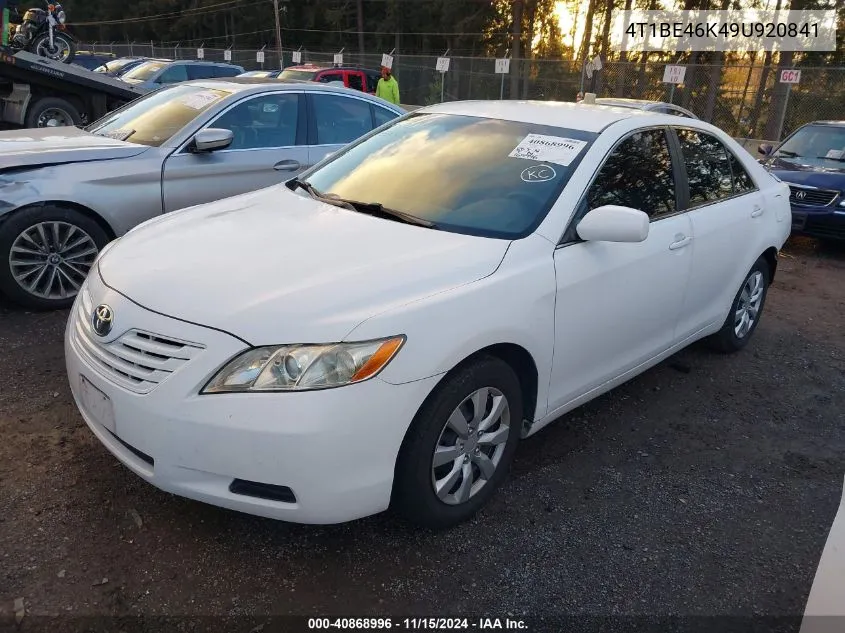 2009 Toyota Camry Le VIN: 4T1BE46K49U920841 Lot: 40868996