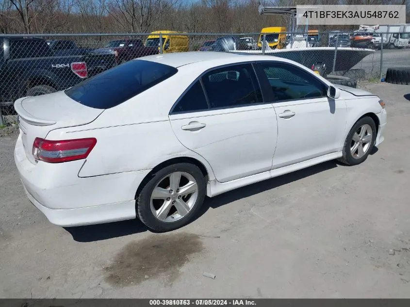 2010 Toyota Camry Se VIN: 4T1BF3EK3AU548762 Lot: 39810763