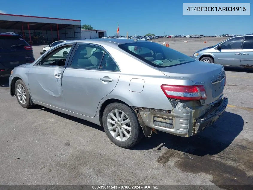 2010 Toyota Camry Xle VIN: 4T4BF3EK1AR034916 Lot: 39811543