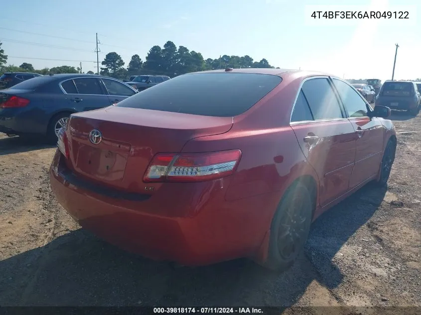 4T4BF3EK6AR049122 2010 Toyota Camry Le