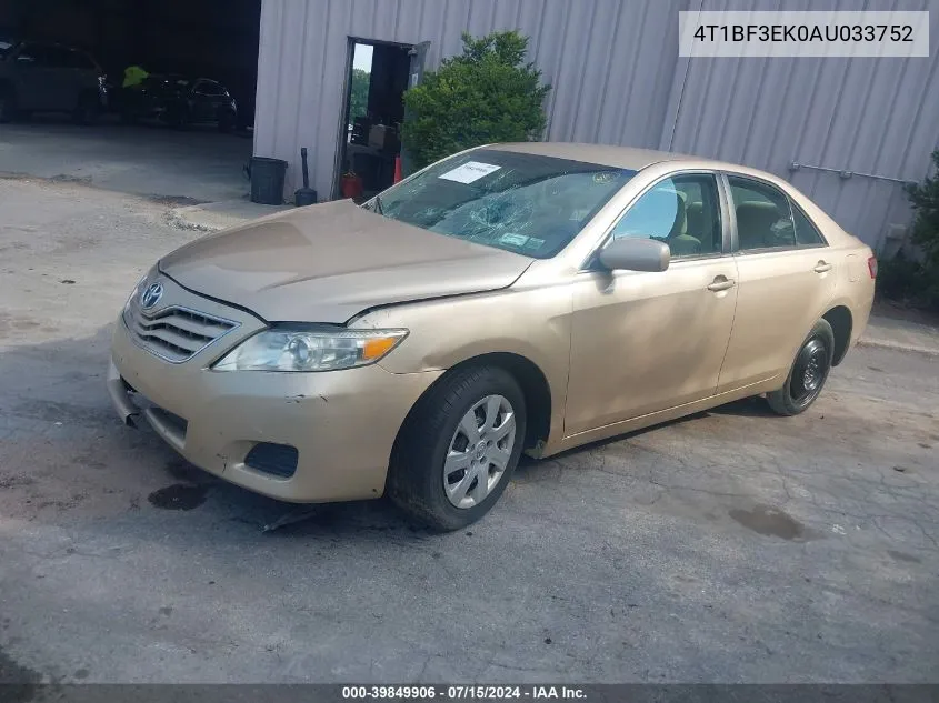 4T1BF3EK0AU033752 2010 Toyota Camry Le