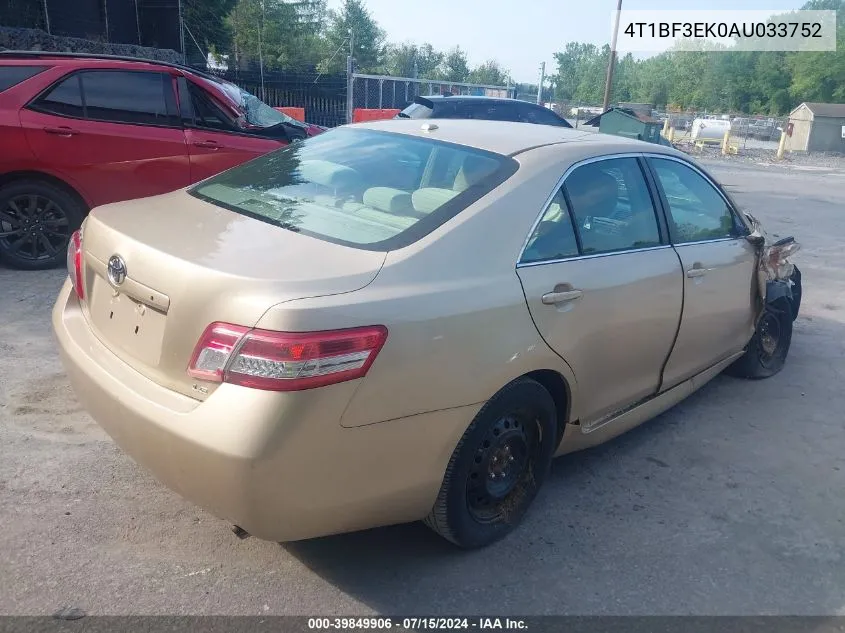 2010 Toyota Camry Le VIN: 4T1BF3EK0AU033752 Lot: 39849906