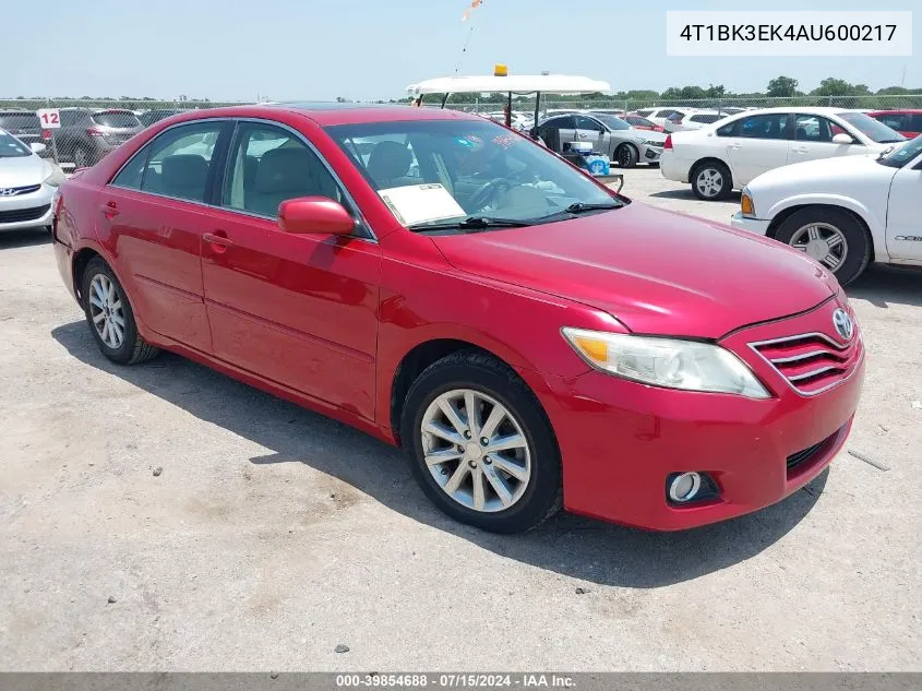 2010 Toyota Camry Xle V6 VIN: 4T1BK3EK4AU600217 Lot: 39854688