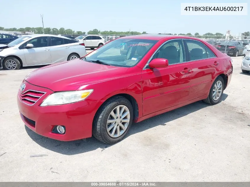 4T1BK3EK4AU600217 2010 Toyota Camry Xle V6