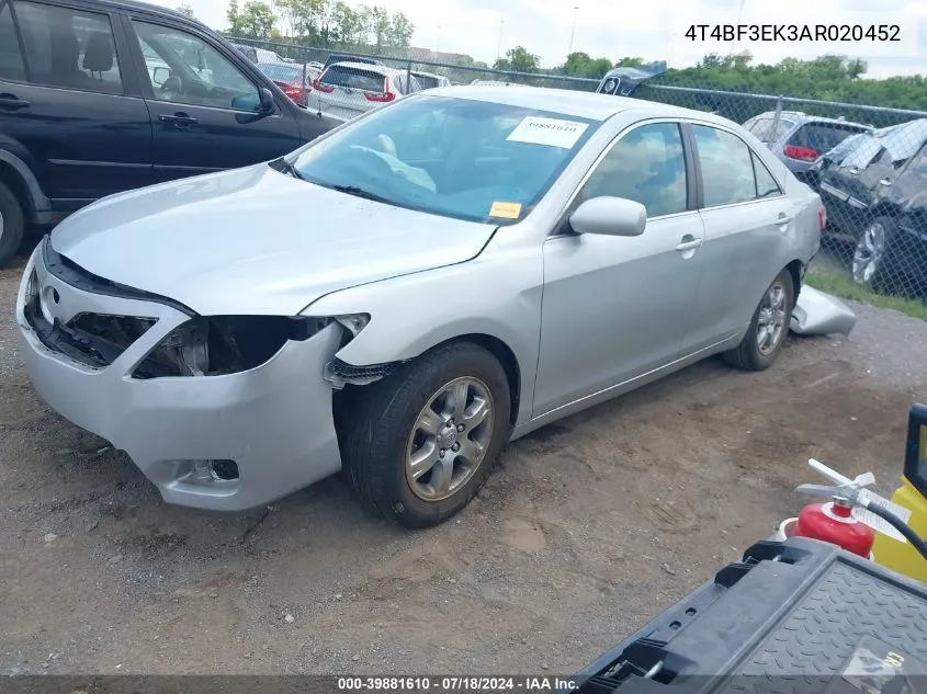 4T4BF3EK3AR020452 2010 Toyota Camry Le