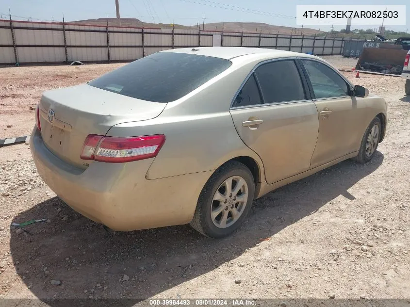 2010 Toyota Camry Le VIN: 4T4BF3EK7AR082503 Lot: 39984493