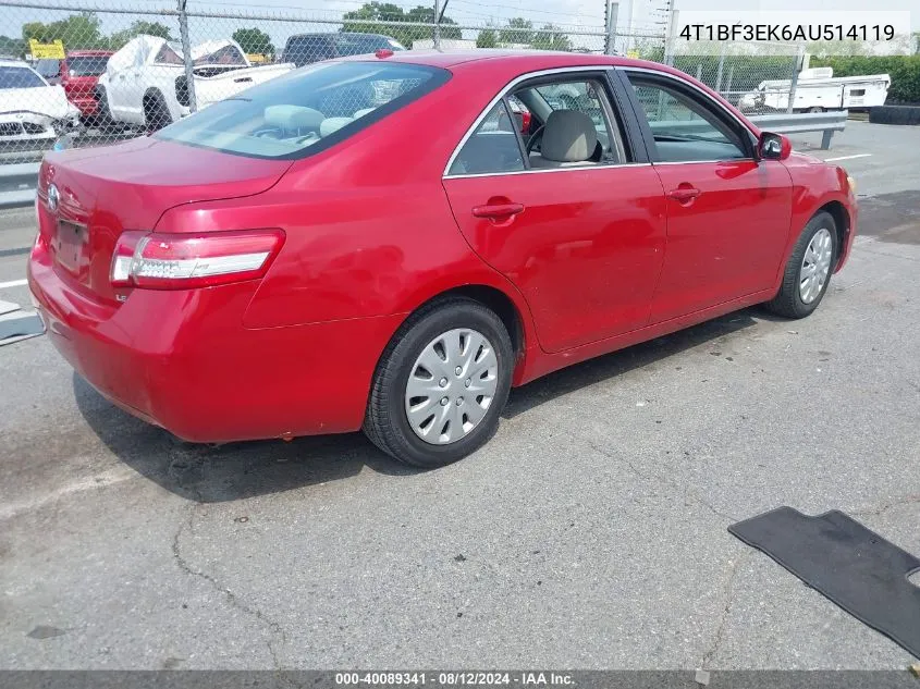 2010 Toyota Camry Le VIN: 4T1BF3EK6AU514119 Lot: 40089341