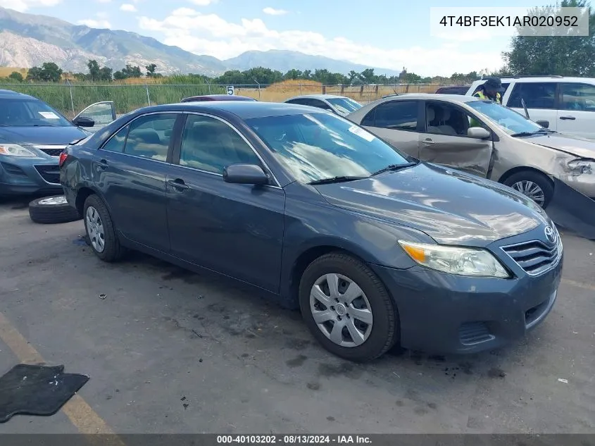 2010 Toyota Camry Le VIN: 4T4BF3EK1AR020952 Lot: 40103202