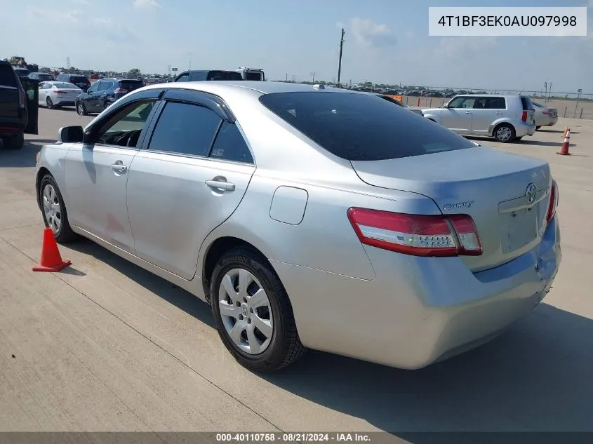 2010 Toyota Camry Le VIN: 4T1BF3EK0AU097998 Lot: 40110758